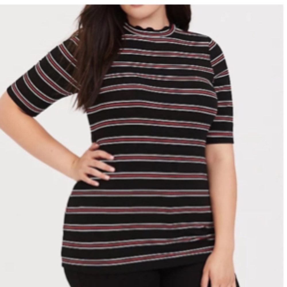 NWT Torrid Mock Neck Stripe Shirt Size 00